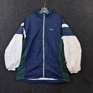 Vintage Nike Windbreaker Jacket Women's XL Blue Green Colorblock Full Zip 90s